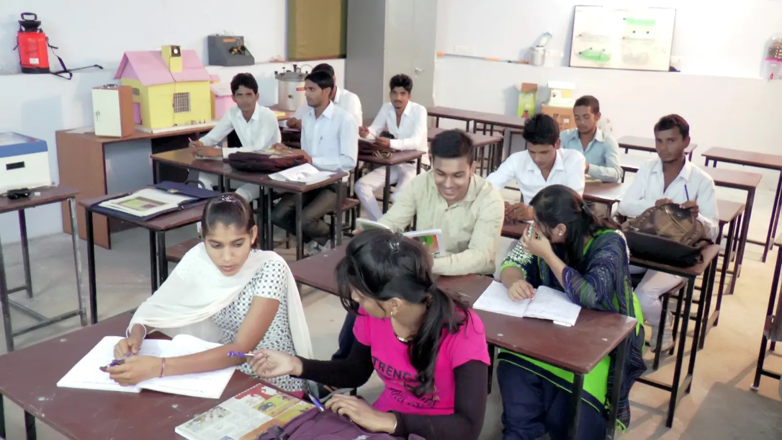 Students studying together in a classroom at Navodya Private ITI Alwar